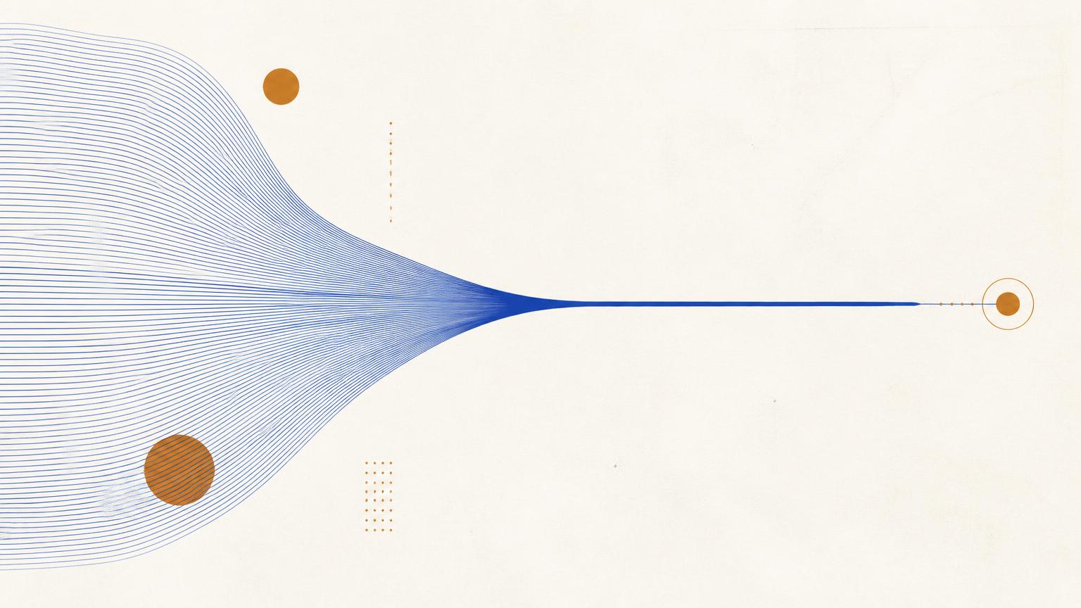 Many fine blue threads converging into one speaking strand